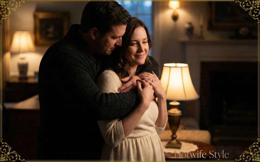 Silhouette of an elegant woman sitting at a luxury hotel bar lounge, holding a glass of amber liquid. Soft spotlight on her profile. In the background, a blurred silhouette of a gentleman observing her with deep admiration. Moody, amber lighting, sophisticated, refined eroticism,